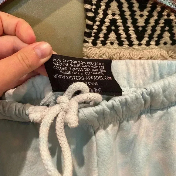 SISTERS BY SAFETY PIN BLUE TIE DYE BUTTERFLY SWEATPANTS JOGGERS SIZE SMALL - Picture 4 of 4